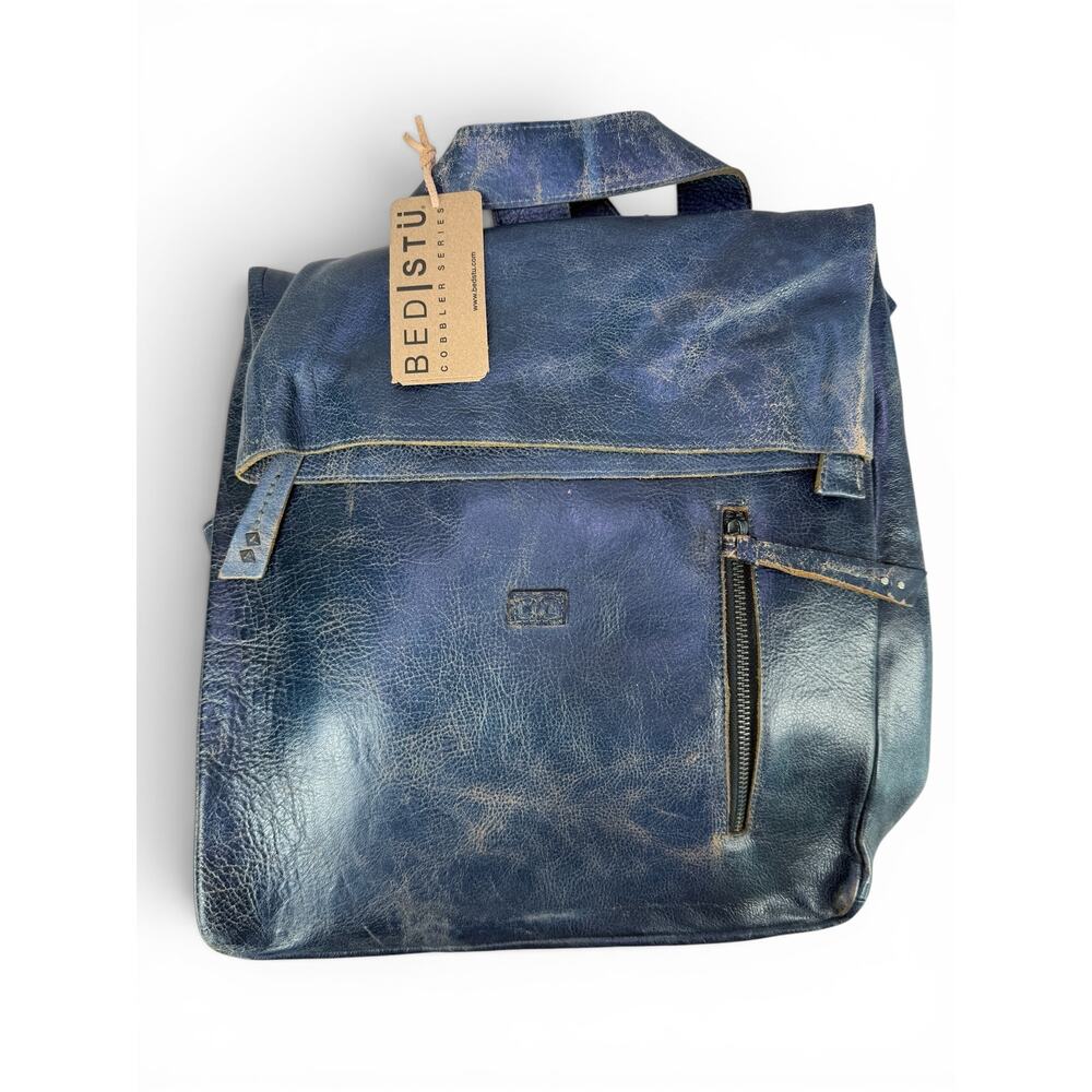 Bed Stu Howie Leather Backpack Cobalt Lux Laptop Travel Bag Handmade Distressed